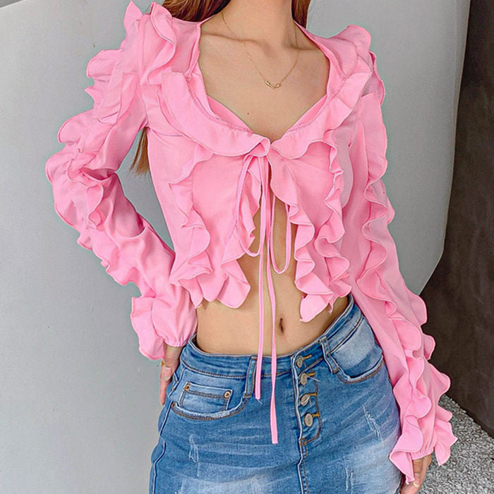 Soft Girl Ruffle Cardigan