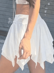 Solid Color Asymmetric Mini Skirt