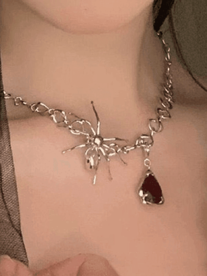 Spider Drop Pendant Chain Necklace