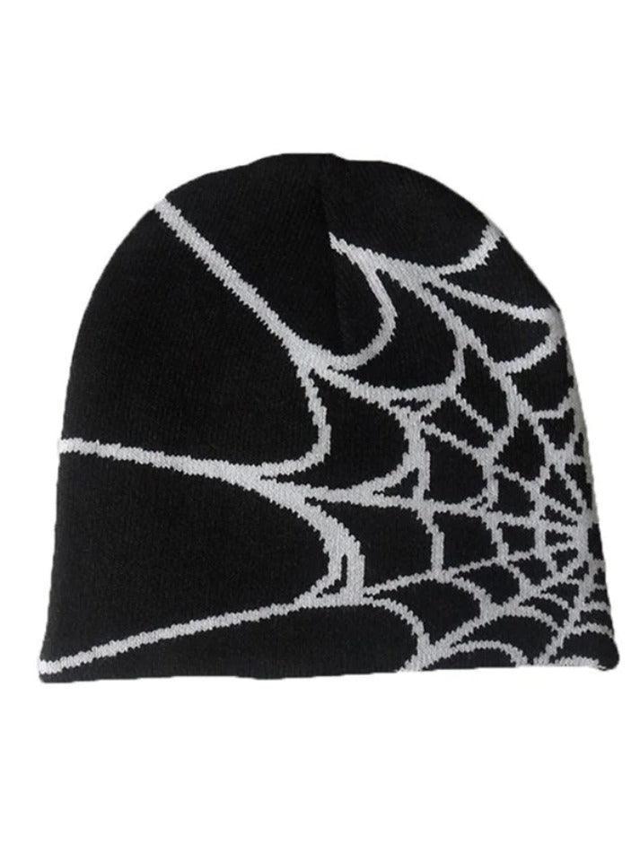 Spider Web Design Fleece Beanie Hat