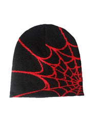 Spider Web Design Fleece Beanie Hat