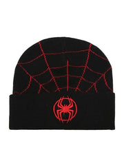 Spider Web Print Embroidery Beanie Hat