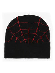 Spider Web Print Embroidery Beanie Hat