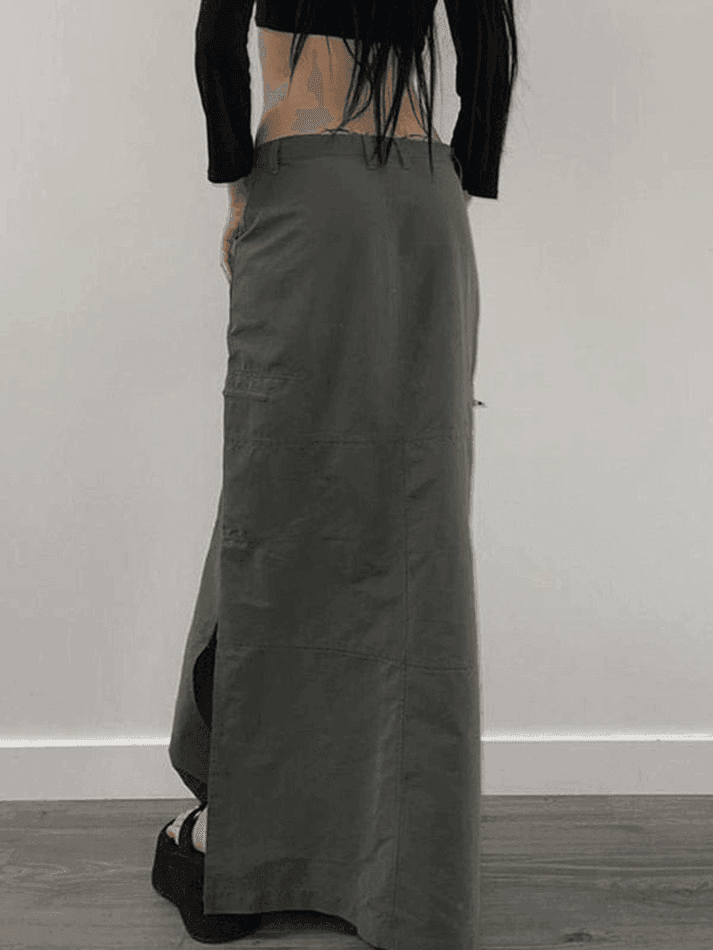 Split Y2K Low Waist Cargo Skirt