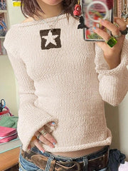 Star Jacquard Rolled Design Sweater