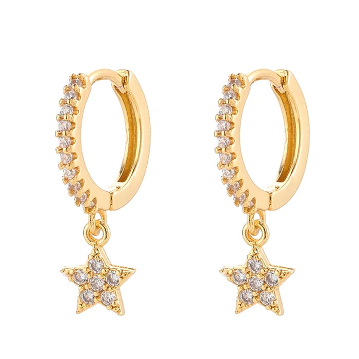 Star Pendant Hoop Earrings