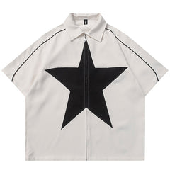 Star Zip Up Oversized Shirt