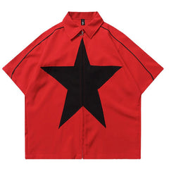 Star Zip Up Oversized Shirt