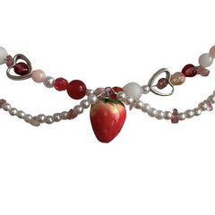 Strawberry Beaded Necklace