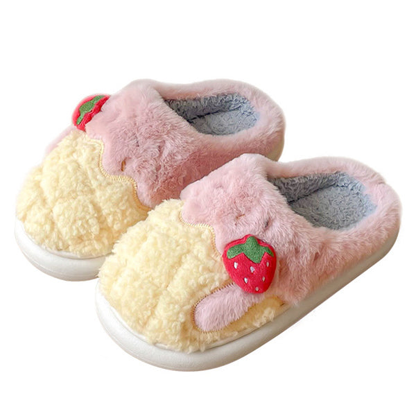 Strawberry Fuzzy Slippers