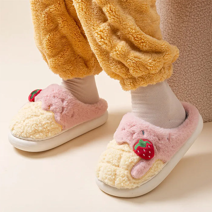 Strawberry Fuzzy Slippers