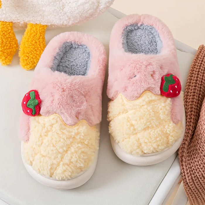 Strawberry Fuzzy Slippers