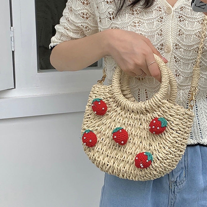 Strawberry Straw Bag