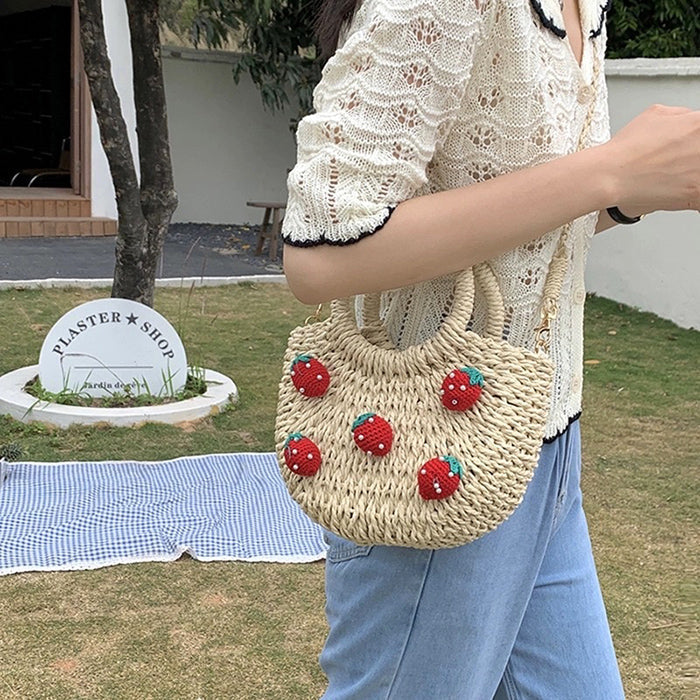 Strawberry Straw Bag