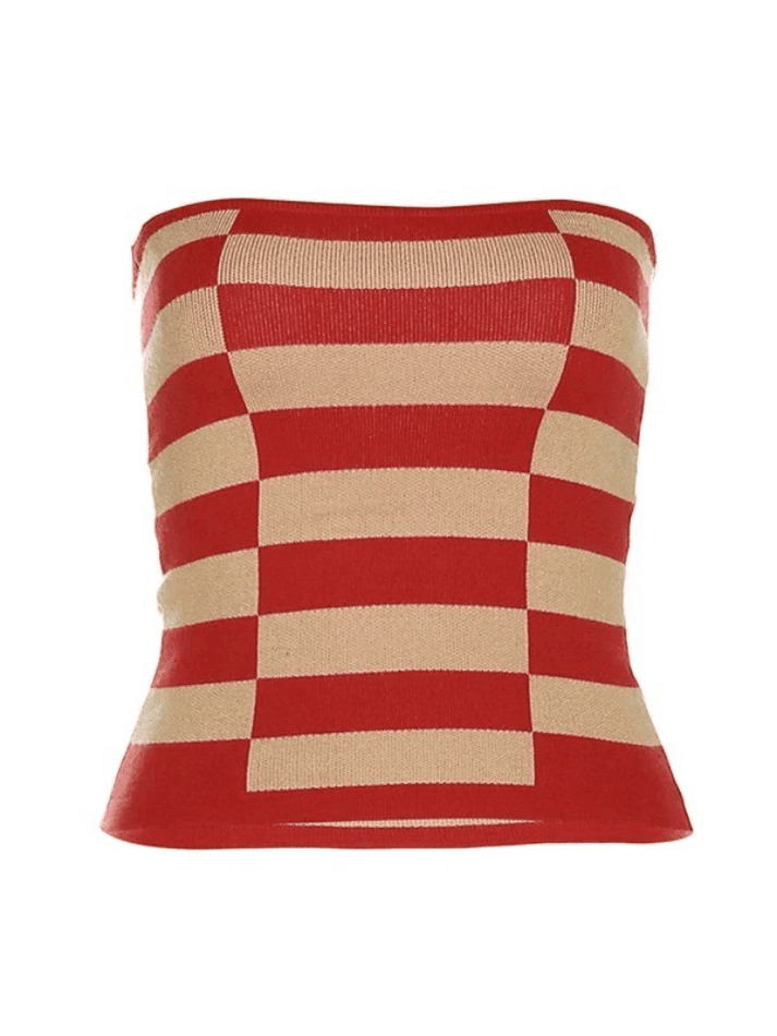 Stripe Knitted Bandeau Top