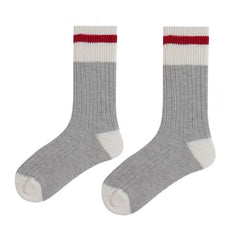 Striped Ribbed Grey Socks