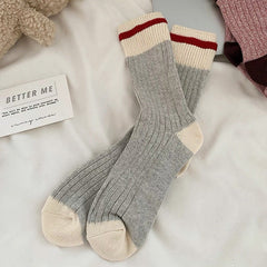 Striped Ribbed Grey Socks