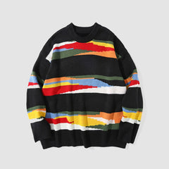 Rainbow Stripe Print Sweater