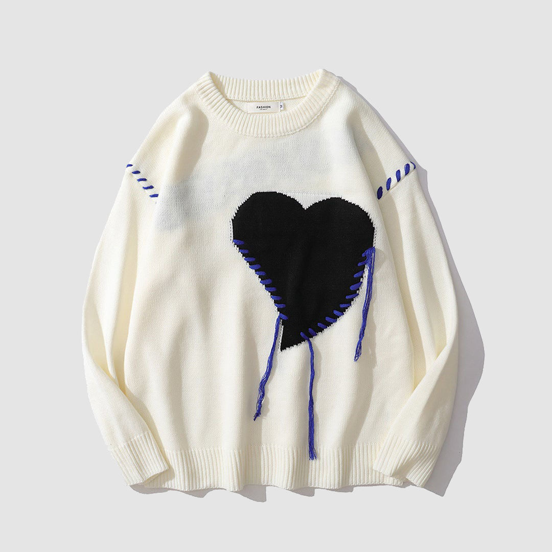 Heart Patch Embroidery Sweater