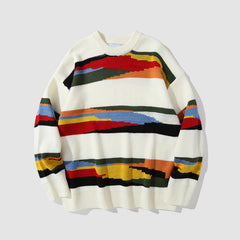 Rainbow Stripe Print Sweater