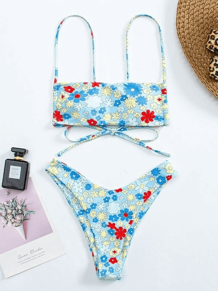 Tie Back Floral Print Bikini Set