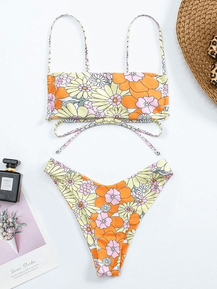 Tie Back Floral Print Bikini Set