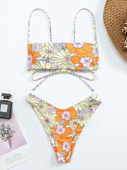 Tie Back Floral Print Bikini Set