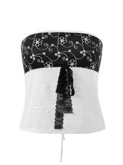 Tie Up Lace Patchwork Bandeau Top