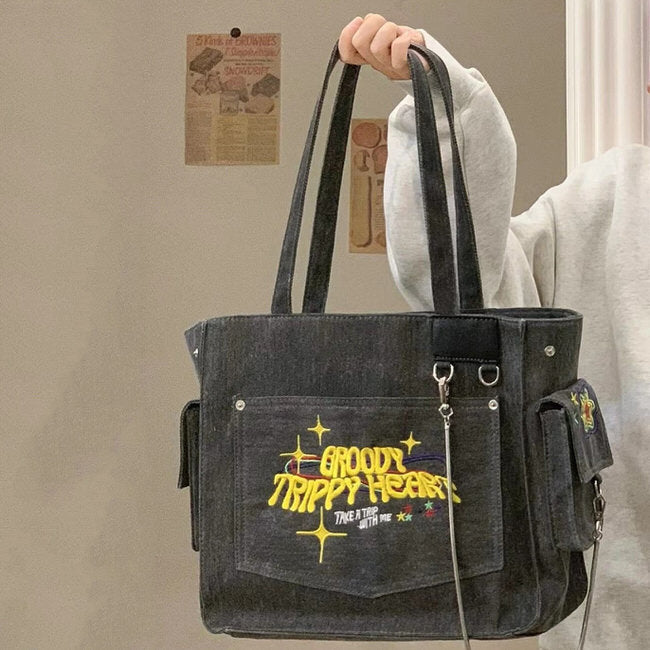 Groovy Trippy Heart Tote Bag