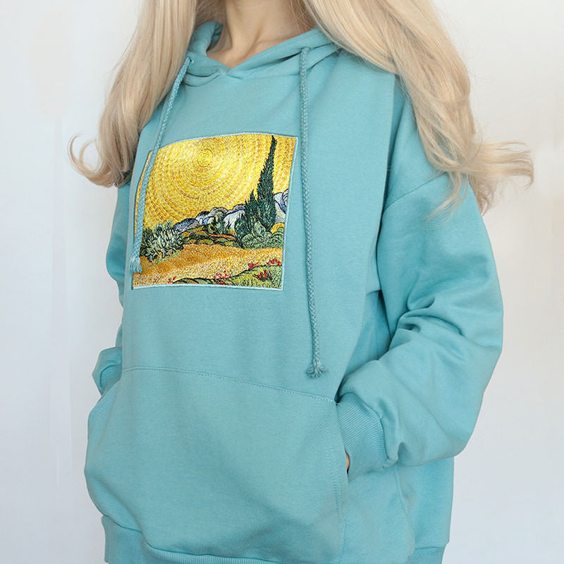 Wheat Field with Cypresses Hoodie