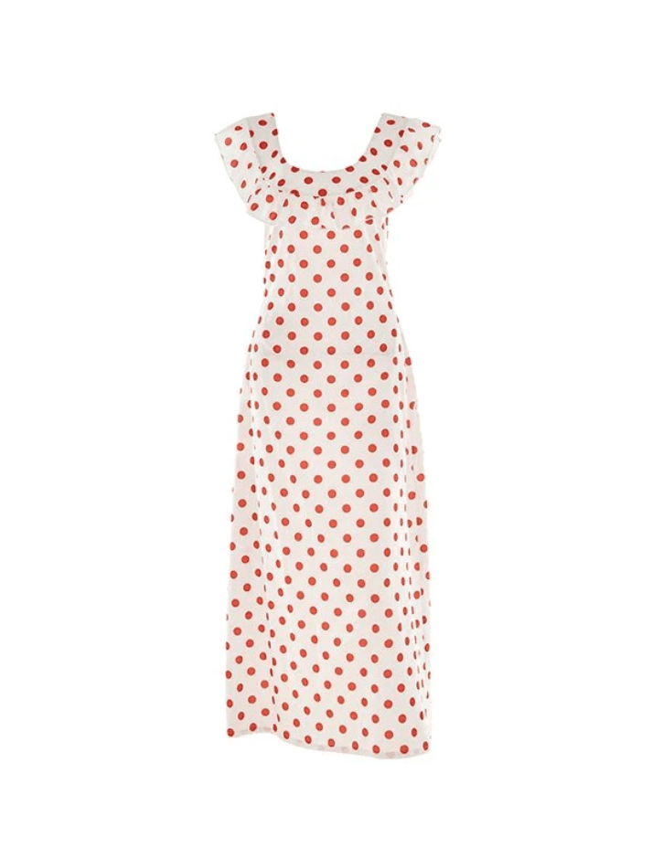 Waist Ruffled Polka Dot Dress