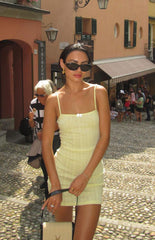 Daisy Yellow Pointelle Mini Dress