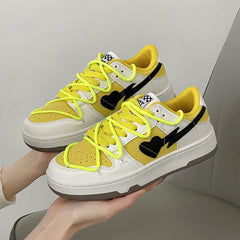 Yellow & Black Heart Aesthetic Sneakers